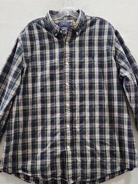 Ralph Lauren Shirt Mens XXL Green Plaid Flannel Classic Fit Long Sleeve Button